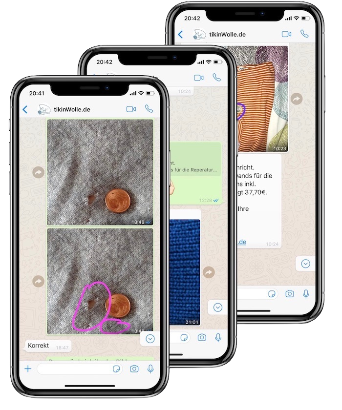 WhatsApp Kommunikation mit Kunststopferei in der Nähe